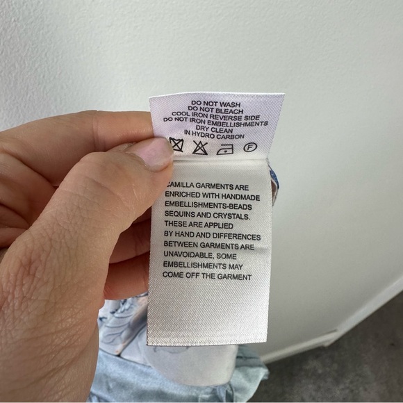 Camilla Light Blue Floral Wide-Leg Silk Pants - Picture 13 of 14